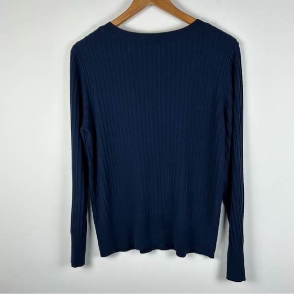 Ann Taylor Factory Rib Knit Crew Neck Sweater - Dark Blue - Picture 2 of 8